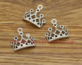 25pcs Crown Charms Princess Charms Antique Silver Tone 18x16mm cf2223