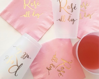 ROSÉ ALL DAY Frosted Shatterproof Cups | Set of 10 | 12 oz. | Gold Foil Print