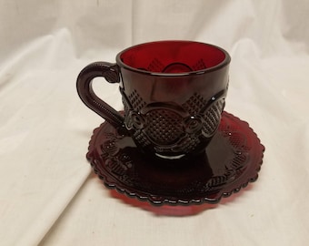 Vintage Avon cape cod ruby red Cup and saucer.