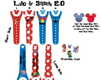 IMPROVED 2.0 Magic Band Decals, Lilo & Stitch, Ohana, hawaiian, hula, lilo, stitch, monogrammed, personalized band
