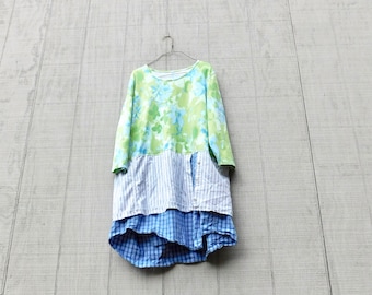 Summer Dress, Ladies Tunic, Womens Clothing, Floral, Reconstruct, Upcycled Clothing, Tshirt Dress, Spring Dress, Floral, Tunic, CreoleSha