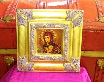 Erzulie Freda Framed Art in Gold Florentine Frame Altar Ritual Offering Mothers Day Gift Unique Home Decor