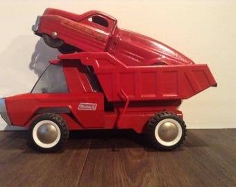 Vintage Buddy L Dump Truck and Fire Hose & Water Pumper Truck Combo