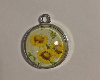 Glass cabochon Flower Motif 20 mm
