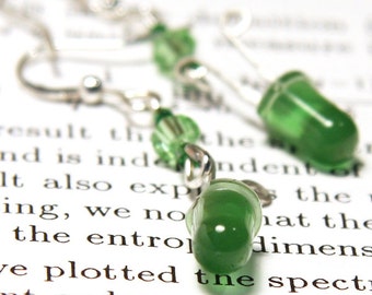 St Patricks Gift Custom Wearable Tech Electronic Jewelry Green LED Earrings Computer Earring Technology Eco Friendly Jewelry Sterling Silver