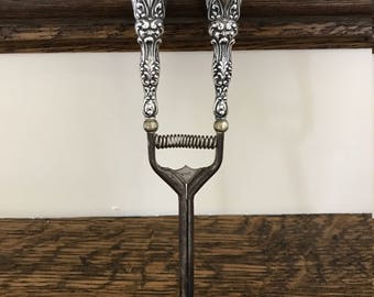 Early 1900s Repousse Sterling Silver Curling Iron
