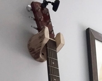 Guitar Hanger Rustic Log Wall-Mounted Unique Gift for Musician, 5 Year Anniversary Present, Banjo, Mandolin, Simple Storage Accesory