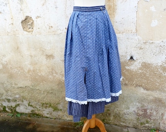 Vintage 1970/70s Tyrol Austria Trachten dirndl middle lenght flared floral printed cotton skirt /Folk /boho/ German size S