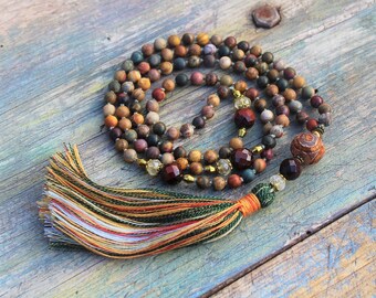 Mala necklace, mala beads 108, 108 mala beads, japa mala, knotted mala, mala, mala 108 perles, prayer beads, mala bead necklace, yoga gift