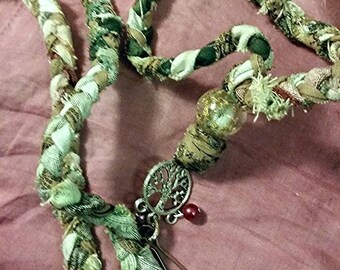 Tree of life braided fabric lanyard