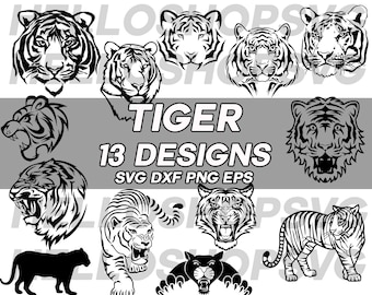 tiger svg, tiger head svg, fierce tiger, clipart, decal, stencil, silhouette, eps, dxf, png, vinyl, cut file, iron on, cuttable, cricut file