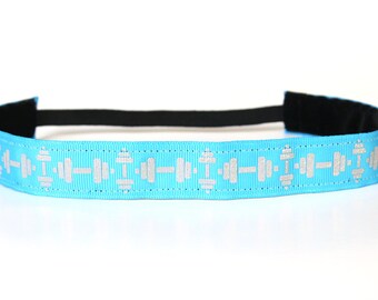 Glitter Dumbbell Nonslip Headband, Fitness Gift, CrossFit Accessory, Workout Headband, Gym Gear, Gift Under 10, Sparkle Headband