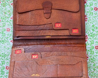Brieftasche Pre Dezimalstellen Abschnitte Vintage Tan braun Englisch Kalb Leder einwandfreier Zustand Mann Geschenk Hochzeit Geschenk Anzug Sonderzubehör!