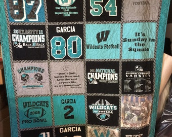 Tshirt Quilt Custom Made - Memory Quilt Made From 9 - 49 t shirts