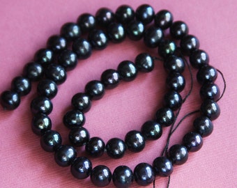 15 inch strand of culture freshwater Potato pearl 6-7mm Black Purple color