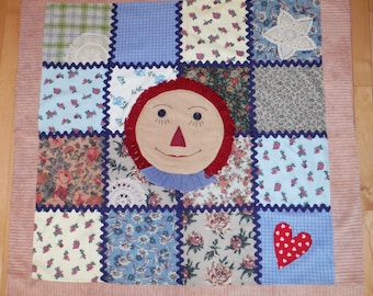Raggedy Anne Patchwork Blanket, Raggedy Anne Patchwork Quilt, Primitive Raggedy Anne Bedding, Raggedy Ann Bedding