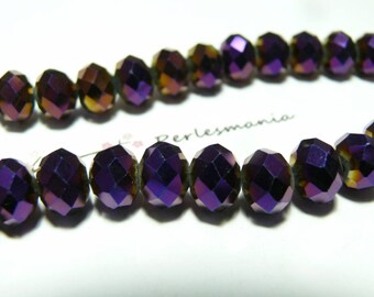 10 faceted purple rondelle 8 by 10mm ref 2J1209