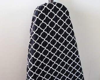 Ironing Board Cover - classic black with white geometric shapes with feint grey lines