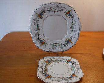 Lawleys China Class Art Deco cake/bread plate and tea/side plate