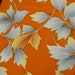 Leaves in Gradations of Steel-Blue-Gray to Pale Green, Yellow and Orange-Tan Silk Satiny Kimono Fabric Vintage Japanese BTY or