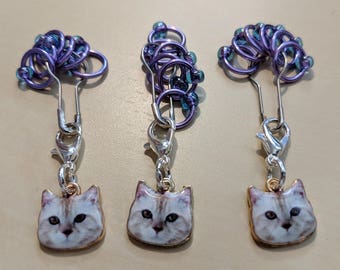 Cat Stitch Markers - Purple (Fit up to size 4 mm/US6)