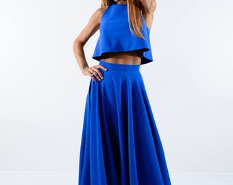 Maxi Skirt, Pleated Maxi Skirt, Long skirt, Blue Skirt, High Waisted Skirt, Boho Skirt, Circle Skirt, Plus Size Maxi Skirt, A Line Skirt