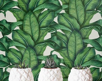 Banana Leaf Wallpaper Removable Self Adhesive Tropical Wall Decor Banana Leaf Wallpaper Removable Self Adhesive Tropical Wall Decor