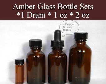 Dropper Bottles, Amber Dropper Bottles, Glass Dropper Bottles Empty Dram or Oz Bottles For Essential or Fragrance Oil Dispensing & Storage