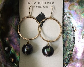 14k gold filled drops with freshwater pearls