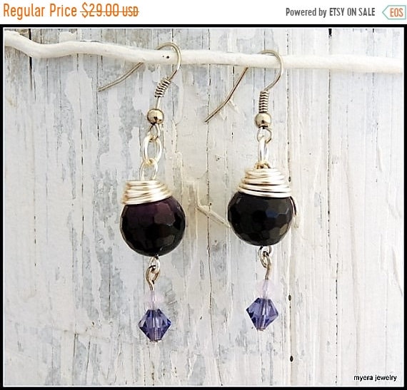 SALE Purple drop earrings, Statement Earrings, Lilac Dangle Earrings, Cute Small Earrings, Dark Purple Earrings, Womens Ball Earrings