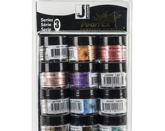 Pearl Ex Series 3 Powdered Pigments set. 3g - 12/Pkg, by Jacquard. Mica, powdered pigments