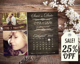 Personalized Save The Date Magnet • Save The Date Card • Save The Date Postcard • Woodgrain Rustic Wedding • Printed