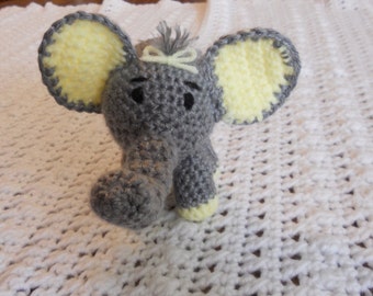 Ester a Crocheted Amigurumi Grey and Yellow Elephant