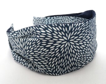 Kaleidoscope, navy, wide fabric headband, women's headband, gift for her, aliceband