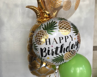 Pineapple delight balloon arrangement Pineapple printed balloon birthday