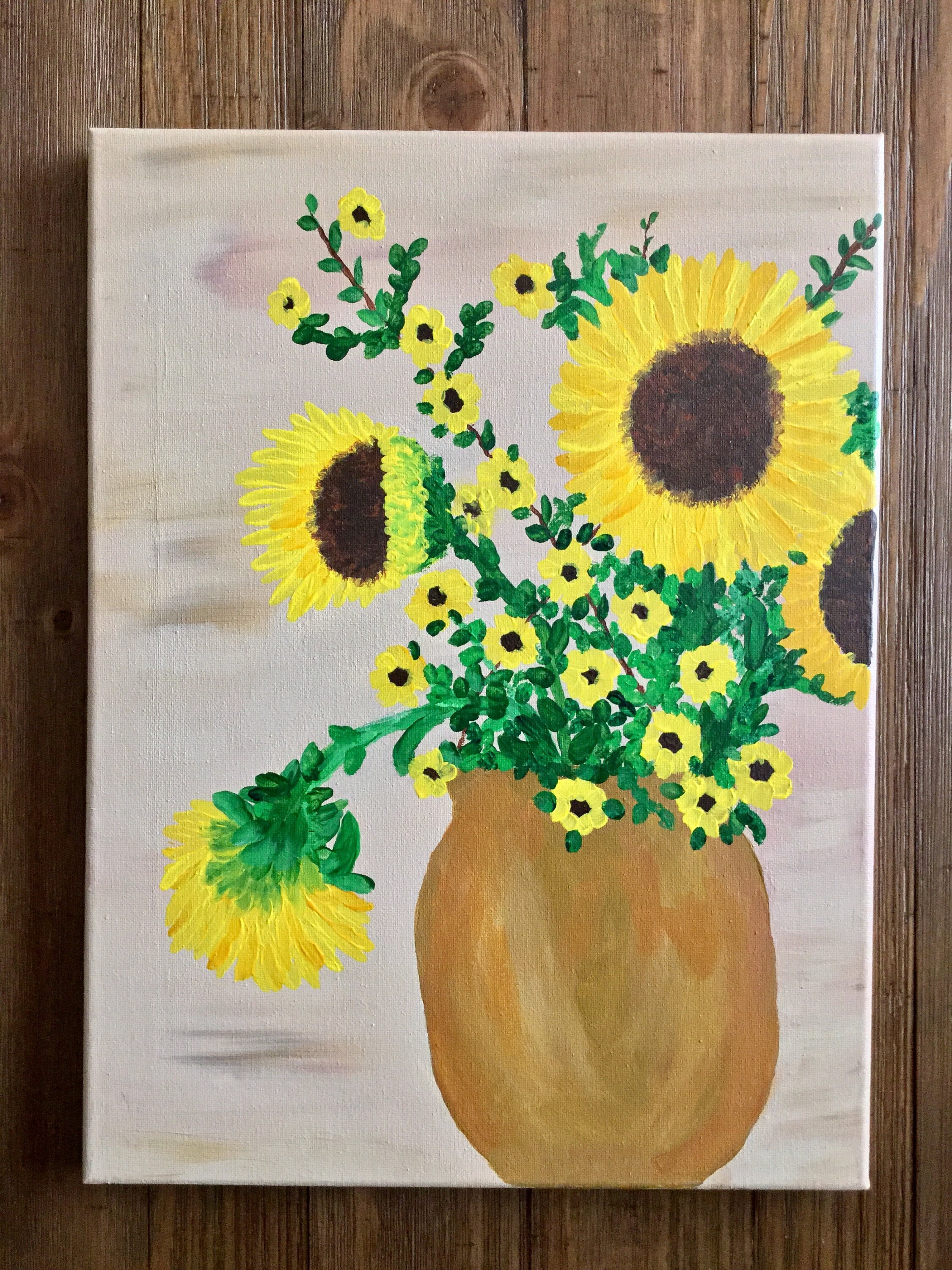 Yellow Sunflowers Painting 12 x 16 Acrylic Painting