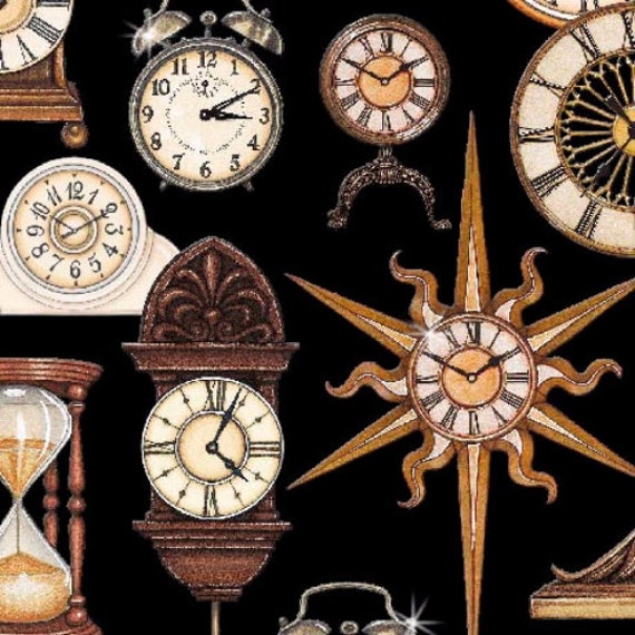 timeless clocks fabric from quilting treasures