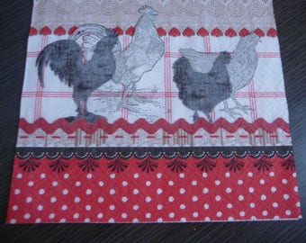 Chicks and roosters napkin