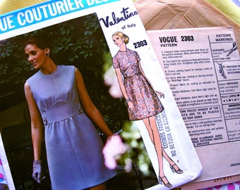 UNCUT * Vogue Couturier Pattern 2303 by Designer: VALENTINO / Misses' Semi-fitted A-line dress with Jewel Neckline * Size 14 / bust 36