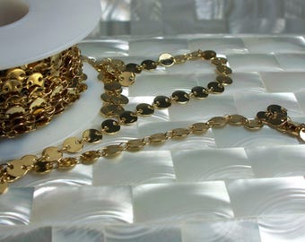 1 Foot High Polish Gold Plated 6mm Disc/Sequin Style Closed Link Chain Nickel Free Brass Jewelry Jewellery Craft Supplies Necklace Bracelet