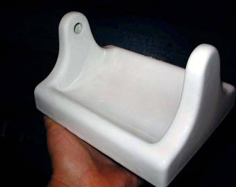 Vintage "NOS" White ceramic Toilet Paper Holder w/Spindle