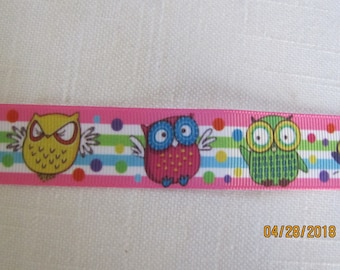 Owls 7/8" Polyester Ribbon BTY