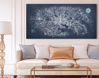 BALTIMORE Canvas Map Panoramic Wall Art Chalkboard City Map Canvas Poster