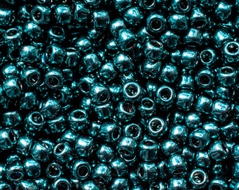 11/0 Higher Metallic Teal Hematite Toho Seed Beads - Higher Metallic Teal Hematite - 4048 - 11-519 - 10 Grams