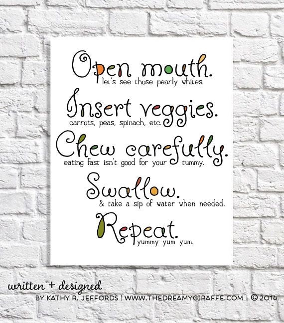 Kitchen Art Print Eat Your Veggies Quote Vegetable Poster