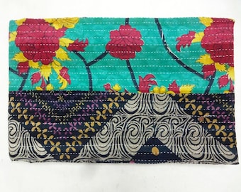 Kantha work handmade Quilt Indian Cotton Bedspread Bedding ,bed throw , twin bedding ,Saree Throw