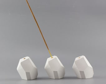 Geometric Concrete Incense holder/white Geo Incense Stick Holder / Handmade