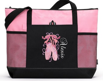Dancer / Ballet Personalized Zippered Tote Bag with Mesh Pockets, Beach Bag, Boating