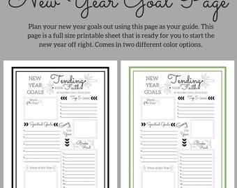 New Year Goal Page - 8.5 x 11 Full size