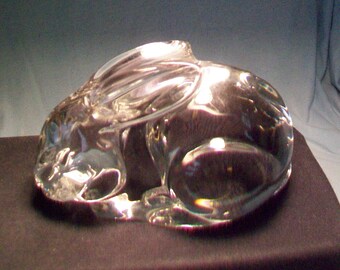 Val St. Lambert Belgium Crystal Large Bunny